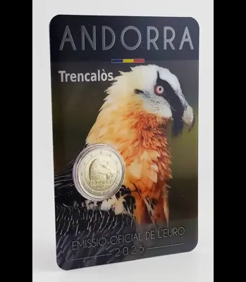 Обява: Андора 2025 - 2 евро - Фауна - Брадат лешояд Coincard BU