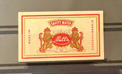 Обява: Кибритен етикет Mills – Чехословакия