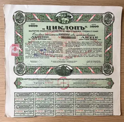 Обява: Българско акционерно дружество Циклоп