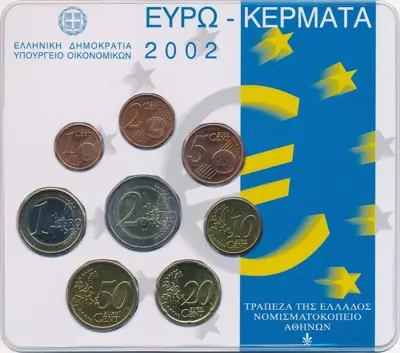 Обява: Гърция 2002 - Комплектен банков евро сет от 1 цент до 2 евро