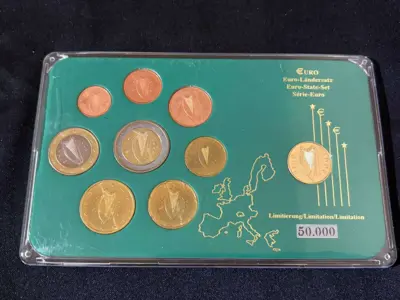 Обява: Ирландия 2002 - Евро сет - комплектна серия от 1 цент до 2 евро + 1 пени 1998