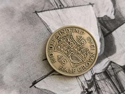 Обява: Монета - Великобритания - 1/2 (половин) крона | 1948г.