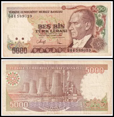 Обява: 🇹🇷 Турция 1990 5000 лири 🇹🇷