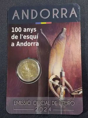 Обява: Андора 2024 - 2 евро - Ски-спорт в Андора Coincard BU
