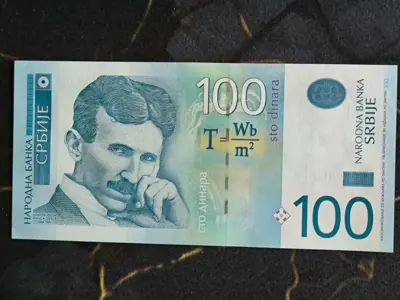 Обява: Банкнота - Сърбия - 100 динара (Никола Тесла) UNC | 2012г.