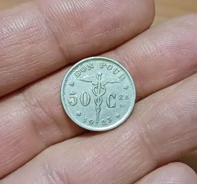 Обява: 50 центимес Белгия 1923