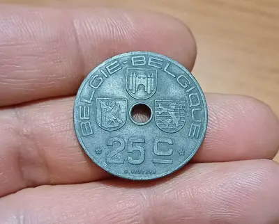 Обява: 25 центимес Белгия 1942