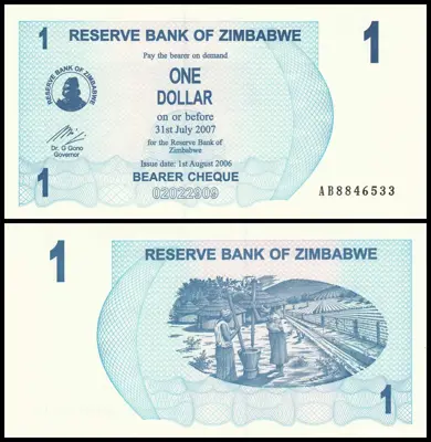 Обява: 🇿🇼 Зимбабве 2006 1 долар UNC нова 🇿🇼