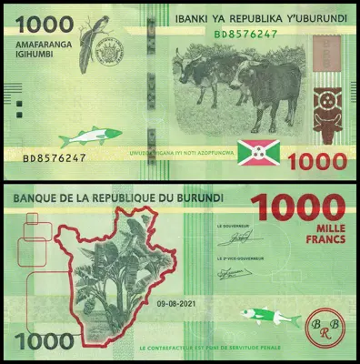 Обява: 🇧🇮 Бурунди 2021 1000 франка UNC нова 🇧🇮