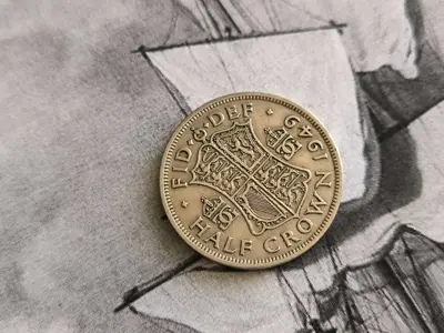 Обява: Монета - Великобритания - 1/2 (половин) крона | 1949г.