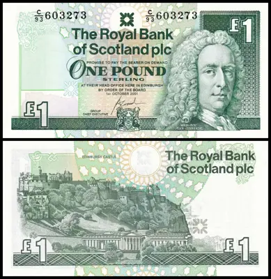 Обява: 🏴󠁧󠁢󠁳󠁣󠁴󠁿 Шотландия 2001 1 паунд UNC нова 🏴󠁧󠁢󠁳󠁣󠁴󠁿