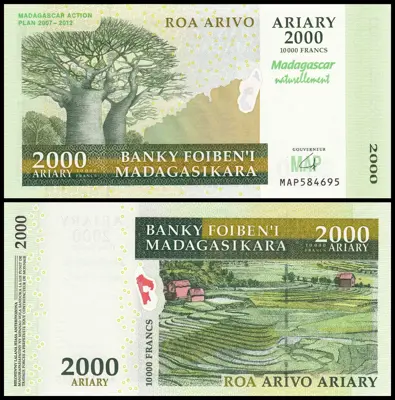 Обява: 🇲🇬 Мадагаскар 2003-2014 2000 ариари UNC нова 🇲🇬