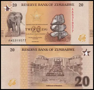 Обява: 🇿🇼 Зимбабве 2026 20 долара UNC нова 🇿🇼
