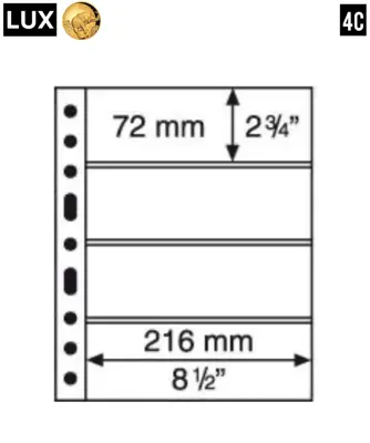 Обява: прозрачни листи LUX A4 за четири банкноти 4C - 216х72 мм , опаковка от 5 броя – GRANDE стандарт
