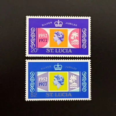 Обява: 🇱🇨 Сейнт Лусия 1977 20 цента и 2 долара Кралица Елизабет II 🇱🇨