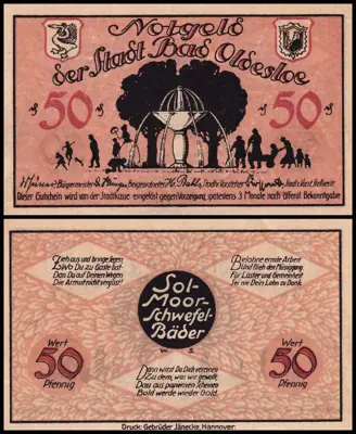 Обява: 🇩🇪 Германия Bad Oldesloe 1914-1924 50 пфенинга UNC нова 🇩🇪