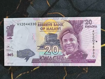 Обява: Банкнота - Малави - 20 квача UNC | 2015г.
