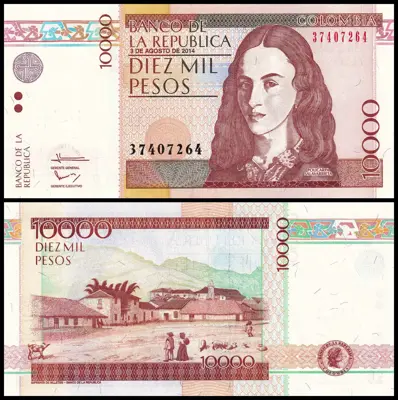 Обява: 🇨🇴 Колумбия 2014 10000 песос UNC нова 🇨🇴
