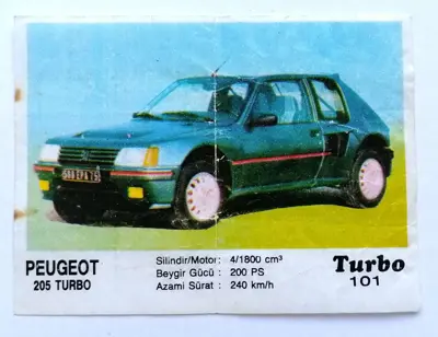 Обява: ⭐ Картинка Turbo Турбо черно 101 Peugeot 205 Turbo ⭐