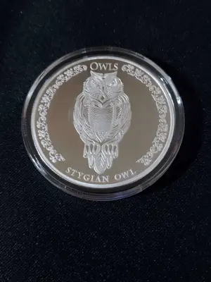 Обява: Република Чад 2024 - 5000 франка – Сова - 1 OZ – Сребърна монета