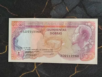 Обява: Банкнота - Сао Томе и Принсипи - 500 добрас UNC | 1989г.