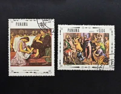 Обява: 🇵🇦 Панама 1968 0.01 и 0.04 балбоа Религиозни Картини 🇵🇦