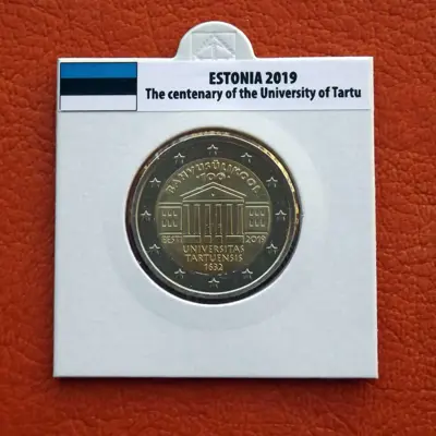 Обява: Естония • 100 години от създаването на Университета в Тарту • 2 евро • 2019