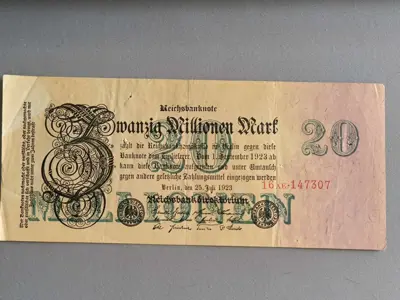 Обява: Райх банкнота - Германия - 20 000 000 марки | 1923г.