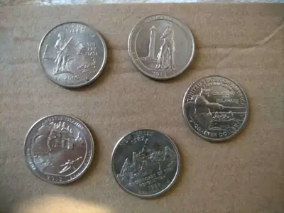 Обява: 5 монети, 25 цента, различни години