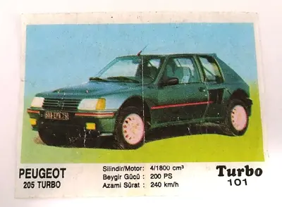 Обява: ⭐ Картинка Turbo Турбо черно 101 Peugeot 205 Turbo ⭐