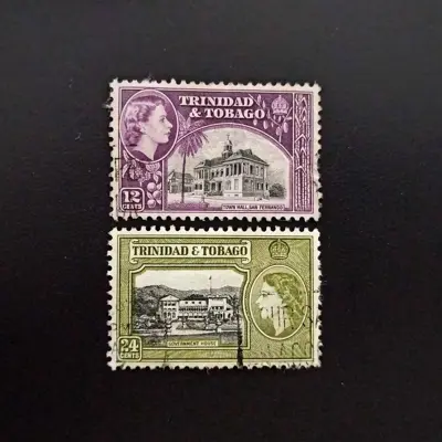 Обява: 🇹🇹 Тринидад и Тобаго 1953 12 и 24 цента Кралица Елизабет II 🇹🇹
