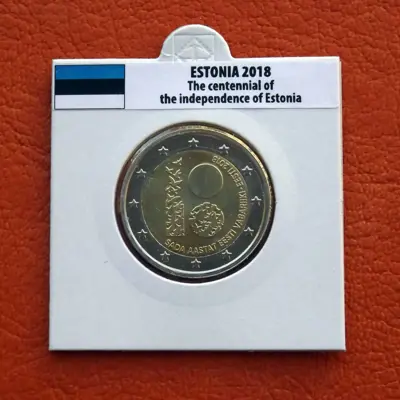 Обява: Естония • 100 години от независимостта на Естония • 2 евро • 2018