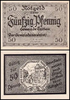 Обява: 🇩🇪 Германия Trittau 1914-1924 50 пфенинга UNC нова 🇩🇪