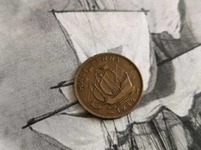 Обява: Монета - Великобритания - 1/2 (половин) пени | 1942г.