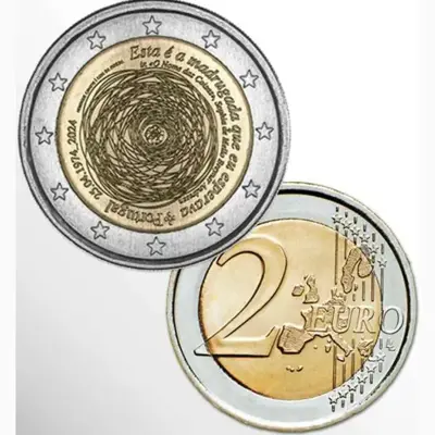 Обява: Португалия 2024 – 2 евро - революция на карамфилите UNC