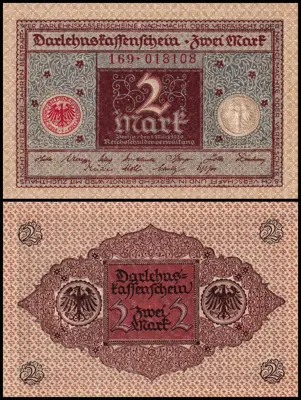 Обява: 🇩🇪 Германия 1920 2 марки UNC нова 🇩🇪