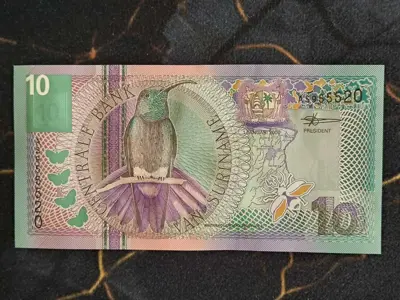 Обява: Банкнота - Суринам - 10 гулдена UNC | 2000г.
