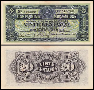 Обява: 🇲🇿 Мозамбик 1933 20 сентавос UNC нова 🇲🇿