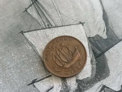 Обява: Монета - Великобритания - 1/2 (половин) пени | 1947г.