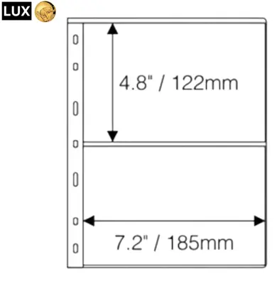 Обява: прозрачни резервни листи LUX за две банкноти 2C – 185x122 мм , опаковка от 10 броя - OPTIMA стандарт
