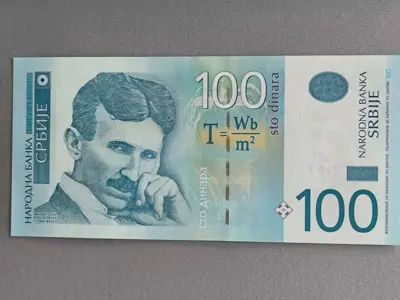 Обява: Банкнота - Сърбия - 100 динара (Никола Тесла) UNC | 2012г.