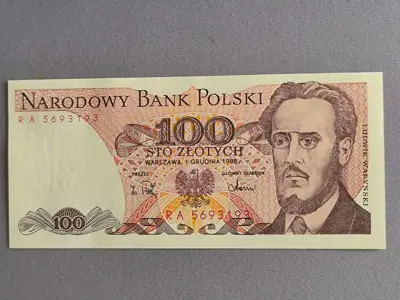 Обява: Банкнота - Полша - 100 злоти UNC | 1988г.