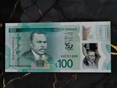 Обява: Банкнотa - Ямайка - 100 долара UNC (юбилейна) | 2022г.