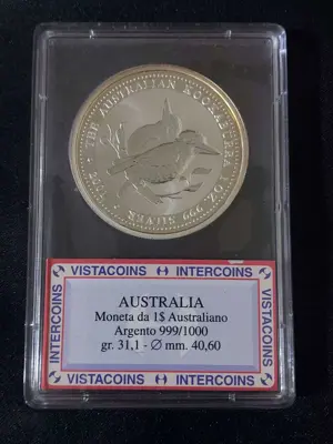 Обява: Австралия 2001 – 1 долар - Австралийската Кукабура – 1 OZ – Сребърна монета