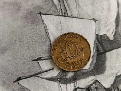 Обява: Монета - Великобритания - 1/2 (половин) пени | 1940г.