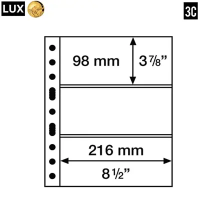 Обява: прозрачни листи LUX A4 за три банкноти 3C - 216х98 мм , опаковка от 5 броя – GRANDE стандарт