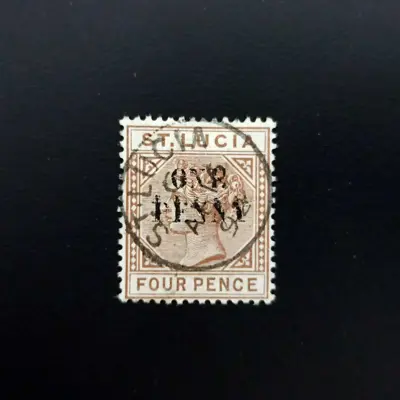 Обява: 🇱🇨 Сейнт Лусия 1885 4 пени Кралица Виктория 🇱🇨