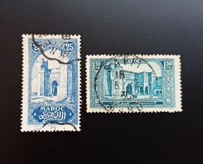 Обява: 🇲🇦 Мароко 1923 25 и 1.50 франка Паметници 🇲🇦