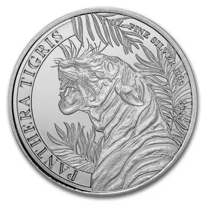 Обява: Лаос 2022 – 500 кипа – Тигър - 1 OZ Сребърна монета BU