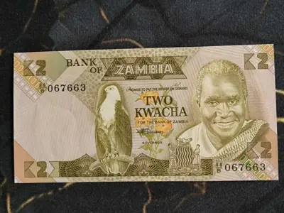 Обява: Банкнота - Замбия - 2 квача UNC | 1980 - 1987г.